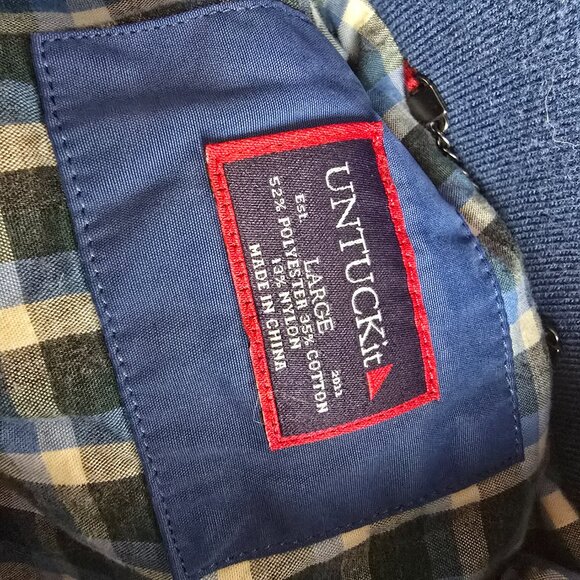 UNTUCKit Jacket Mens Large Blue Bomber Harrington Golf Plaid Lined Casual Preppy - Picture 10 of 12